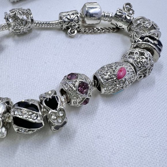 Silver Tone 6” Snake Chain Charm Bracelet w/ Lobster Claw Clasp - Picture 5 of 6